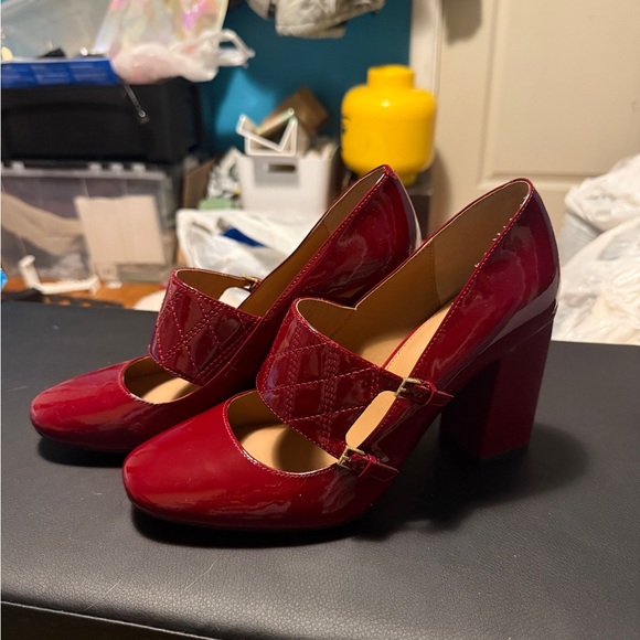 Calvin Klein Red Patent Leather Heels - Picture 1 of 6